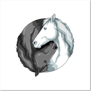 Horseback Riding Yin Yang Yoga Horses Art Equestrian Posters and Art